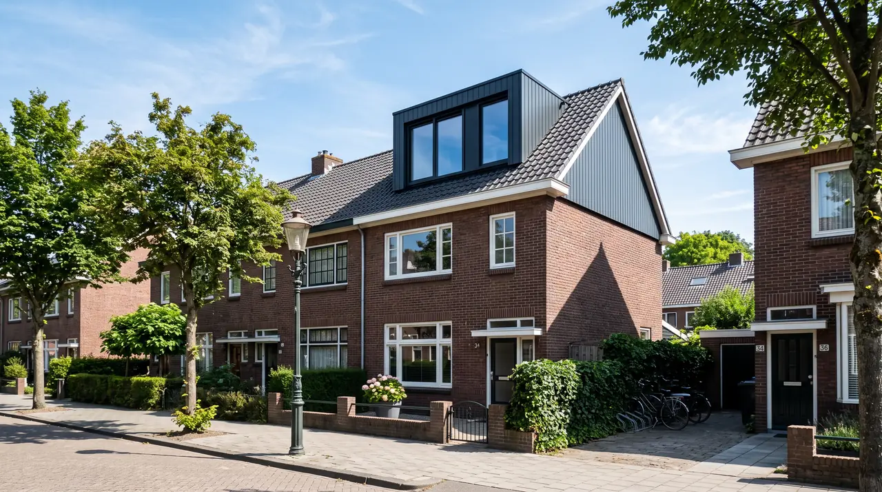 Een net opgeleverde dakopbouw op een rijtjeshuis